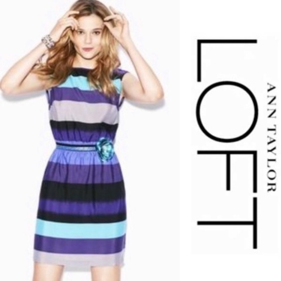 Ann Taylor LOFT Dress Horizontal Stripes Medium - Picture 4 of 13